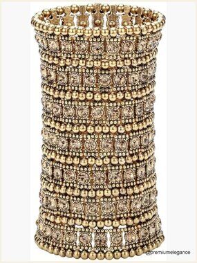 Stretch Cuff Bracelet with Sparkling Crystals, 7 Row, Lead & Nickel Free, Gift